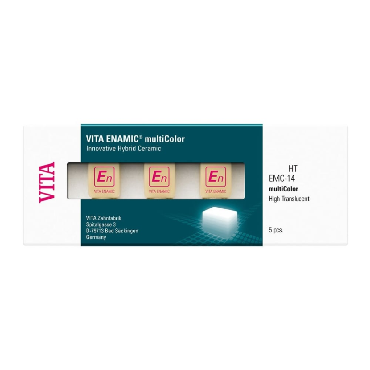 VITA ENAMIC® HT (Monochromatic hybrid Ceramic) UNIVERSAL, EM- Size 14, (12 x 14 x 18mm) 5pcs/box