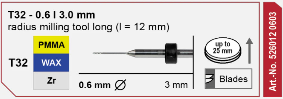 T32 Shaft Milling Tool, 0.6 | 3mm Shank