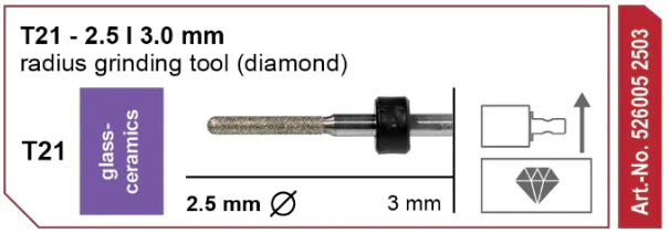 T21 Radius Grinding Tool (Diamond), 2.5 | 3 mm Shank