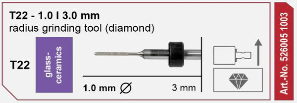 T22 Radius Grinding Tool, Diamond-Coated, 1.0 | 3mm Shank