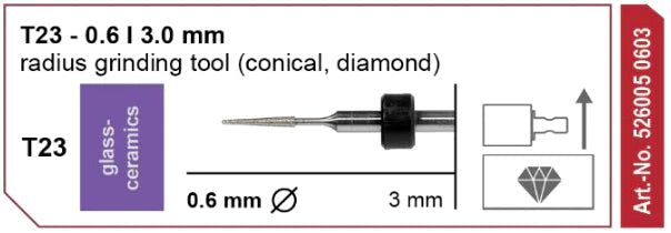 T23 Radius Grinding Tool, Diamond Coated, 0.6 | 3 mm Shank