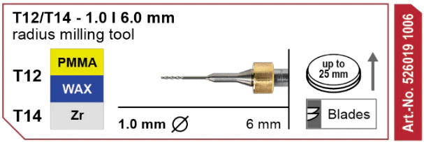 T12/T14 Radius Milling Tool, 1.0 | 6 mm Shank