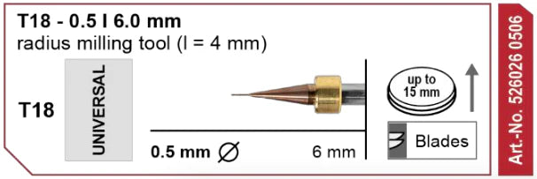 T18 Radius Milling Tool, 0.5 | 6 mm Shank