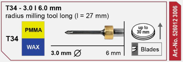 T34 Radius Milling Tool, 3.0 | 6 mm Shaft