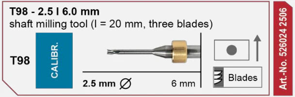 T98 Calibration Tool, 3 Blades, 2.5 | 6 mm Shaft