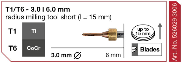 T1/T6 Radius Milling Tool, 3.0 | 6 mm Shank