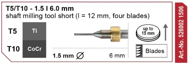 T5/T10 Shaft Milling Tool, 1.5 | 6 mm Shaft