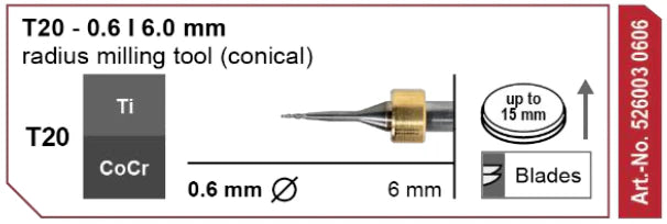 T20 Radius Milling Tool (Conical) 0.6 | 6 mm Shank