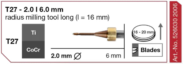 T27 Radius Milling Tool, 2.0 | 6 mm Shank