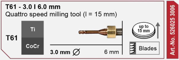 T61 Quattro Speed Milling Tool, 3.0 | 6 mm Shank