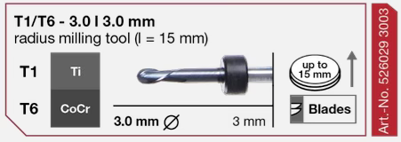 T1/T6 Radius Milling Tool, 3.0 | 3 mm Shank