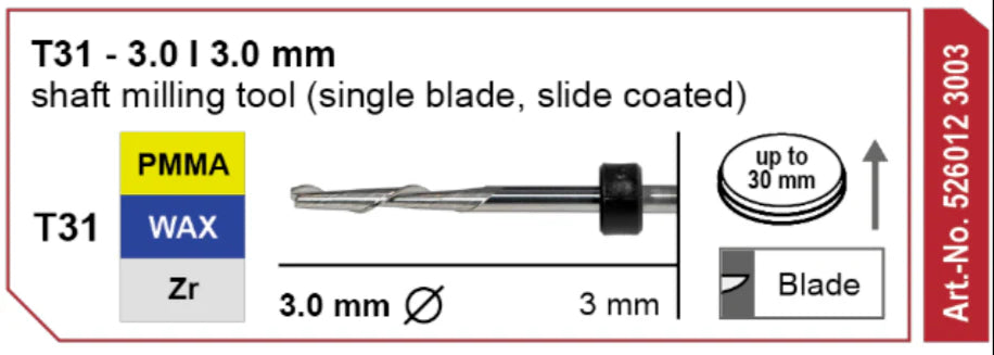 T31 Shaft Milling Tool, 3.0 | 3mm Shank