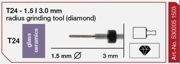 T24 Radius Grinding Tool, Diamond Coated, 1.5 | 3 mm Shank Imes-Icore